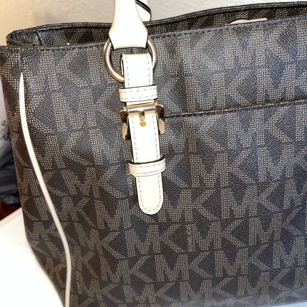 Michael Kors Dark Brown and Tan Logo Tote